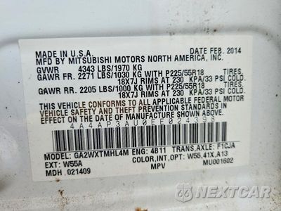 Zdjęcie 13 z 13 samochodu: 2014 MITSUBISHI OUTLANDER SPORT ES VIN:4A4AP3AU0EE024398 - miniatura