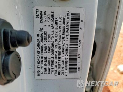 Zdjęcie 12 z 12 samochodu: 2013 HONDA CIVIC LX VIN:2HGFB2F51DH585693 - miniatura