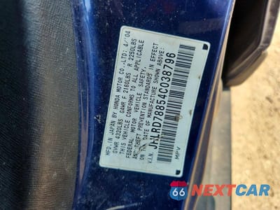 Zdjęcie 12 z 12 samochodu: 2004 HONDA CR-V EX VIN:JHLRD78854C038796 - miniatura