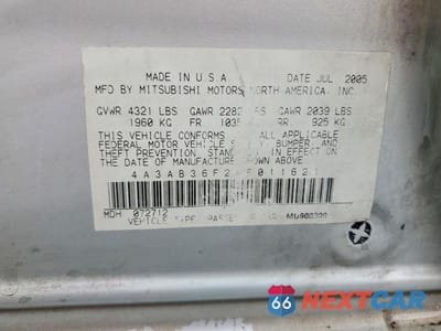 Zdjęcie 12 z 12 samochodu: 2006 MITSUBISHI GALANT ES MEDIUM VIN:4A3AB36F26E011621 - miniatura