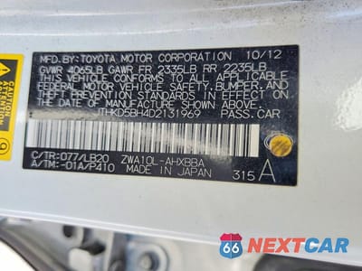 Zdjęcie 12 z 12 samochodu: 2013 LEXUS CT 200H VIN:JTHKD5BH4D2131969 - miniatura