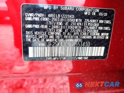 Zdjęcie 13 z 13 samochodu: 2020 SUBARU FORESTER PREMIUM VIN:JF2SKAJC9LH551410 - miniatura
