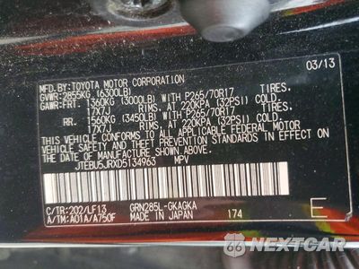 Zdjęcie 13 z 13 samochodu: 2013 TOYOTA 4RUNNER SR5 VIN:JTEBU5JRXD5134963 - miniatura