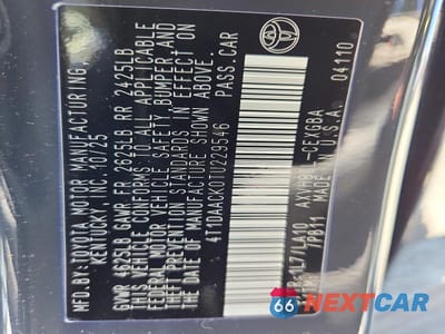 Zdjęcie 12 z 12 samochodu: 2026 TOYOTA CAMRY XLE VIN:4T1DAACK0TU229546 - miniatura