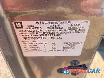 Zdjęcie 12 z 12 samochodu: 2005 GMC ENVOY VIN:1GKDT13S352198519 - miniatura