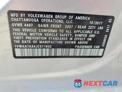 Zdjęcie 12 z 12 samochodu: 2018 VOLKSWAGEN PASSAT S VIN:1VWAA7A34JC011602 - miniatura