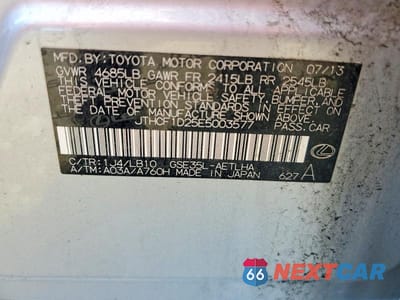 Zdjęcie 12 z 12 samochodu: 2014 LEXUS IS 250 VIN:JTHCF1D25E5003577 - miniatura