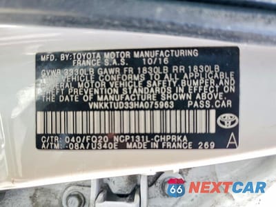 Zdjęcie 12 z 12 samochodu: 2017 TOYOTA YARIS 5-DOOR L FLEET VIN:VNKKTUD33HA075963 - miniatura