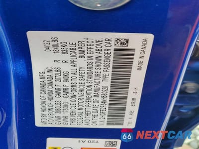 Zdjęcie 13 z 13 samochodu: 2022 HONDA CIVIC SPORT VIN:2HGFE2F54NH580920 - miniatura