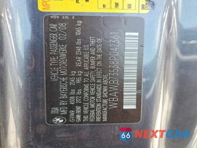 Zdjęcie 13 z 13 samochodu: 2008 BMW 335 I VIN:WBAWB73538P042361 - miniatura