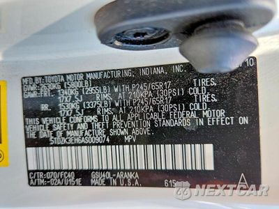 Zdjęcie 13 z 13 samochodu: 2010 TOYOTA HIGHLANDER BASE VIN:5TDZK3EH6AS009074 - miniatura