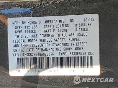 Zdjęcie 12 z 12 samochodu: 2016 HONDA ACCORD EX VIN:1HGCR2F71GA026356 - miniatura