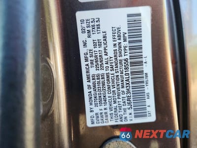 Zdjęcie 13 z 13 samochodu: 2010 HONDA CR-V LX VIN:5J6RE3H3XAL018556 - miniatura