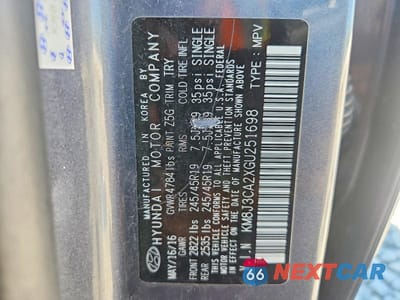 Zdjęcie 13 z 13 samochodu: 2016 HYUNDAI TUCSON LIMITED VIN:KM8J3CA2XGU251698 - miniatura