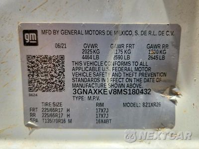 Zdjęcie 13 z 13 samochodu: 2021 CHEVROLET EQUINOX LT VIN:3GNAXKEV8MS180432 - miniatura