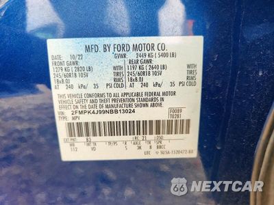 Zdjęcie 13 z 13 samochodu: 2022 FORD EDGE SEL VIN:2FMPK4J99NBB13024 - miniatura