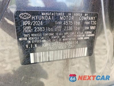Zdjęcie 12 z 12 samochodu: 2024 HYUNDAI SONATA HYBRID SEL VIN:KMHL34JJ2RA094694 - miniatura