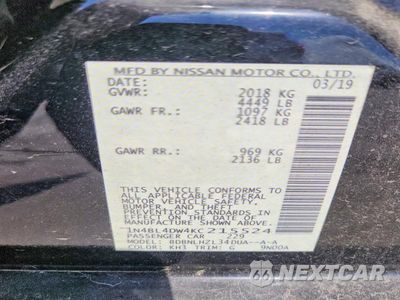 Zdjęcie 12 z 12 samochodu: 2019 NISSAN ALTIMA SV VIN:1N4BL4DW4KC215524 - miniatura