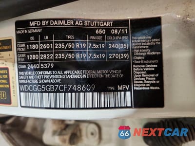 Zdjęcie 13 z 13 samochodu: 2012 MERCEDES-BENZ GLK 350 VIN:WDCGG5GB7CF748609 - miniatura