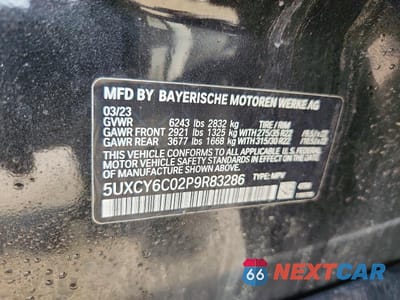 Zdjęcie 13 z 13 samochodu: 2023 BMW X6 XDRIVE40I VIN:5UXCY6C02P9R83286 - miniatura