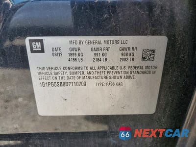 Zdjęcie 12 z 12 samochodu: 2013 CHEVROLET CRUZE LTZ VIN:1G1PG5SB8D7110709 - miniatura