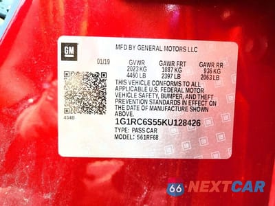 Zdjęcie 13 z 13 samochodu: 2019 CHEVROLET VOLT LT VIN:1G1RC6S55KU128426 - miniatura