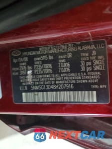 Zdjęcie 12 z 12 samochodu: 2008 HYUNDAI SANTA FE GLS VIN:5NMSG13D48H207916 - miniatura