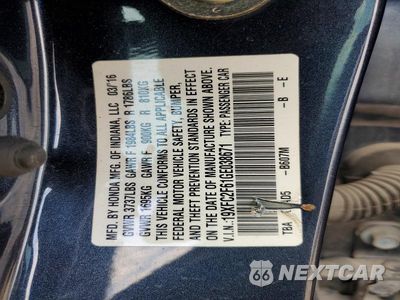 Zdjęcie 12 z 12 samochodu: 2016 HONDA CIVIC LX VIN:19XFC2F61GE038671 - miniatura