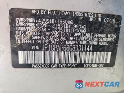 Zdjęcie 14 z 14 samochodu: 2016 SUBARU IMPREZA SPORT PREMIUM VIN:JF1GPAP66G8331144 - miniatura