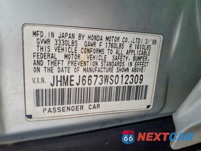 Zdjęcie 12 z 12 samochodu: 1998 HONDA CIVIC LX VIN:JHMEJ6673WS012309 - miniatura