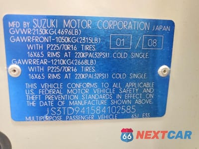 Zdjęcie 13 z 13 samochodu: 2008 SUZUKI GRAND VITARA VIN:JS3TD941584102585 - miniatura