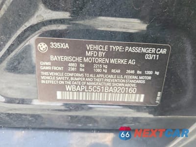 Zdjęcie 12 z 12 samochodu: 2011 BMW 335 XI VIN:WBAPL5C51BA920160 - miniatura