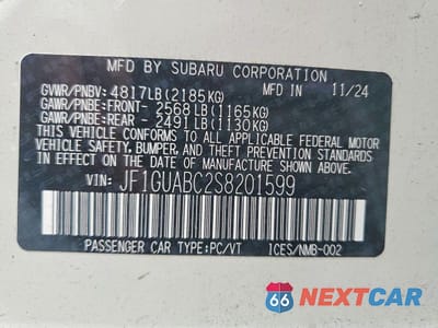 Zdjęcie 12 z 12 samochodu: 2025 SUBARU IMPREZA VIN:JF1GUABC2S8201599 - miniatura