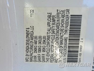 Zdjęcie 12 z 12 samochodu: 2022 HONDA ACCORD HYBRID SPORT VIN:1HGCV3F23NA044862 - miniatura