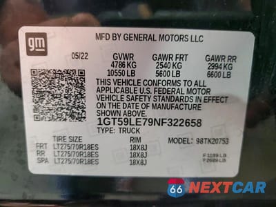 Zdjęcie 12 z 12 samochodu: 2022 GMC SIERRA K2500 HEAVY DUTY VIN:1GT59LE79NF322658 - miniatura