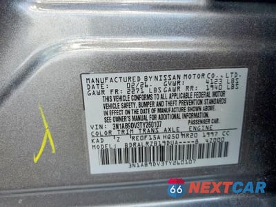 Zdjęcie 12 z 12 samochodu: 2026 NISSAN SENTRA SR VIN:3N1AB9DV3TY260107 - miniatura