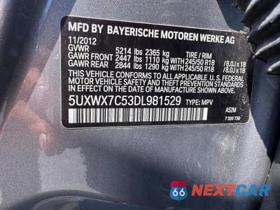 Zdjęcie 10 z 10 samochodu: 2013 BMW X3 XDRIVE35I VIN:5UXWX7C53DL981529 - miniatura