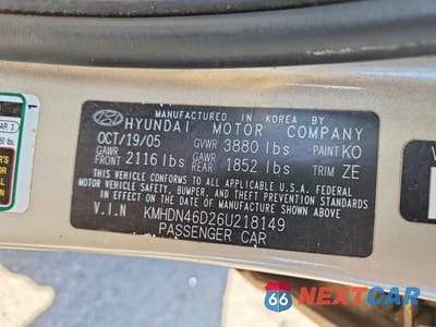 Zdjęcie 12 z 12 samochodu: 2006 HYUNDAI ELANTRA GLS VIN:KMHDN46D26U218149 - miniatura