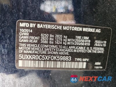 Zdjęcie 12 z 12 samochodu: 2015 BMW X5 XDRIVE35I VIN:5UXKR0C5XF0K59883 - miniatura