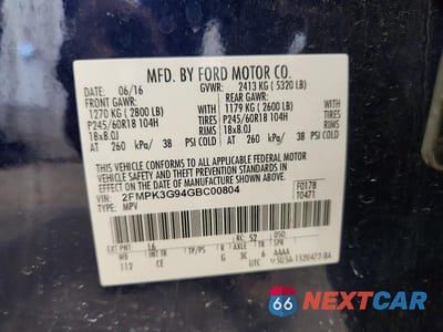 Zdjęcie 13 z 13 samochodu: 2016 FORD EDGE SE VIN:2FMPK3G94GBC00804 - miniatura