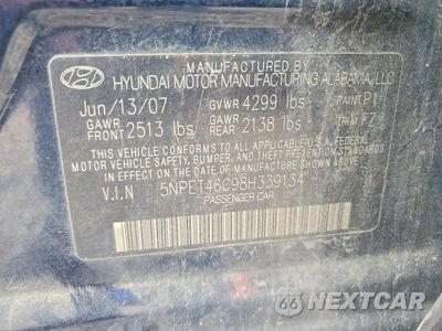 Zdjęcie 12 z 12 samochodu: 2008 HYUNDAI SONATA GLS VIN:5NPET46C98H339134 - miniatura