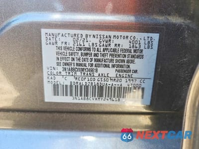 Zdjęcie 12 z 12 samochodu: 2021 NISSAN SENTRA SV VIN:3N1AB8CVXMY249618 - miniatura