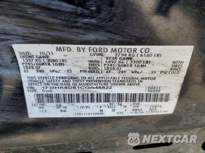 Zdjęcie 13 z 13 samochodu: 2012 FORD EXPLORER XLT VIN:1FMHK8D81CGA48822 - miniatura
