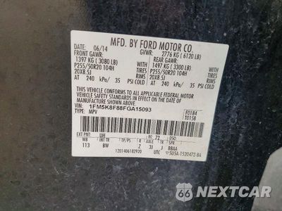 Zdjęcie 14 z 14 samochodu: 2015 FORD EXPLORER LIMITED VIN:1FM5K8F88FGA15093 - miniatura