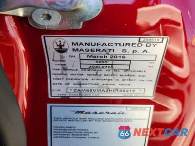 Zdjęcie 12 z 12 samochodu: 2017 MASERATI GRANTURISMO S VIN:ZAM45VMA2H0186215 - miniatura
