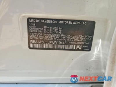 Zdjęcie 12 z 12 samochodu: 2019 BMW 530 I VIN:WBAJA5C55KWW10446 - miniatura