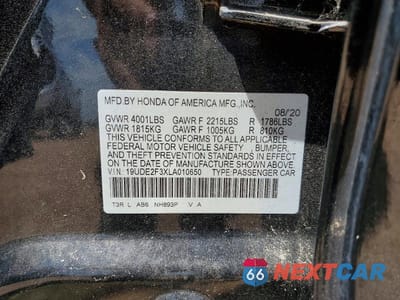 Zdjęcie 12 z 12 samochodu: 2020 ACURA ILX VIN:19UDE2F3XLA010650 - miniatura