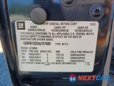 Zdjęcie 13 z 13 samochodu: 2004 CHEVROLET SUBURBAN K1500 VIN:1GNFK16Z54J157885 - miniatura