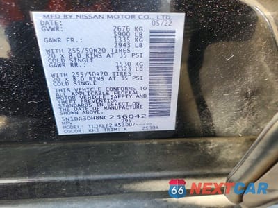 Zdjęcie 14 z 14 samochodu: 2022 NISSAN PATHFINDER PLATINUM VIN:5N1DR3DH8NC256042 - miniatura