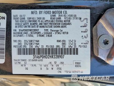 Zdjęcie 12 z 12 samochodu: 2017 FORD FUSION SE VIN:3FA6P0HD2HR328907 - miniatura